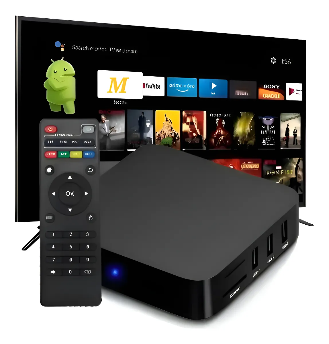 Convertidor Tv Box Led A Smart 8k 64/256 Gb El Mas Rapido Negro Estándar